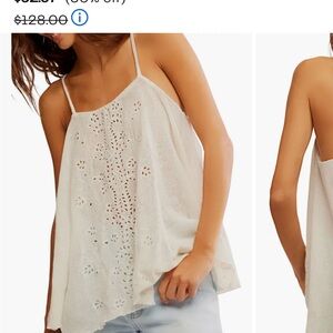 Free People Cream Eyelet Camisole